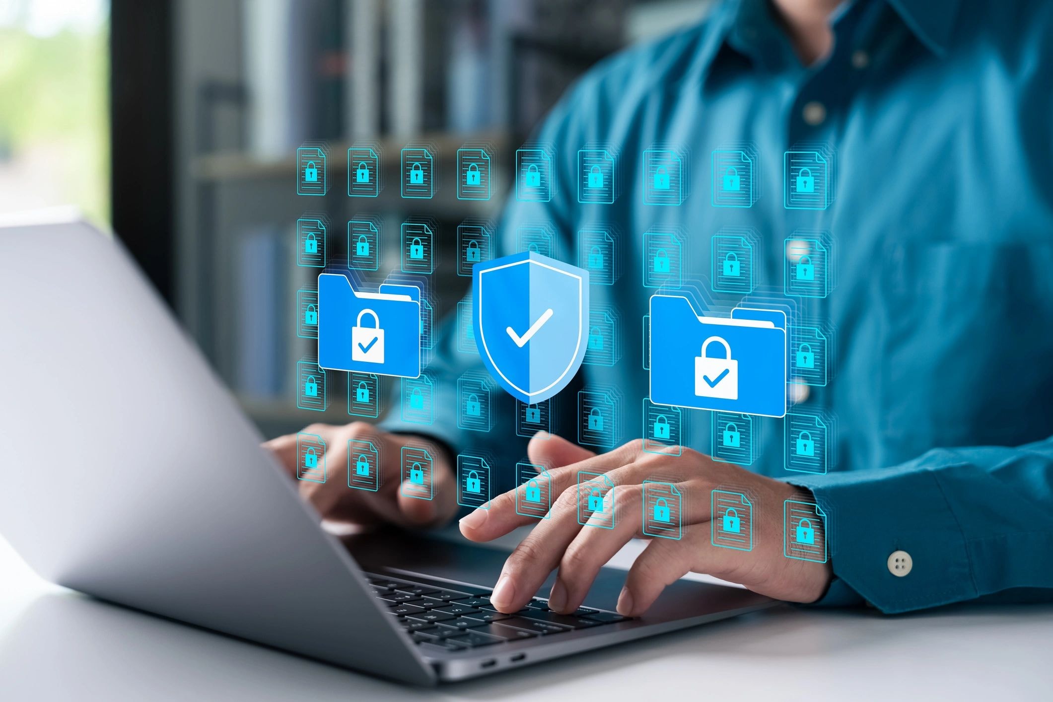 Person managing digital file security protection
